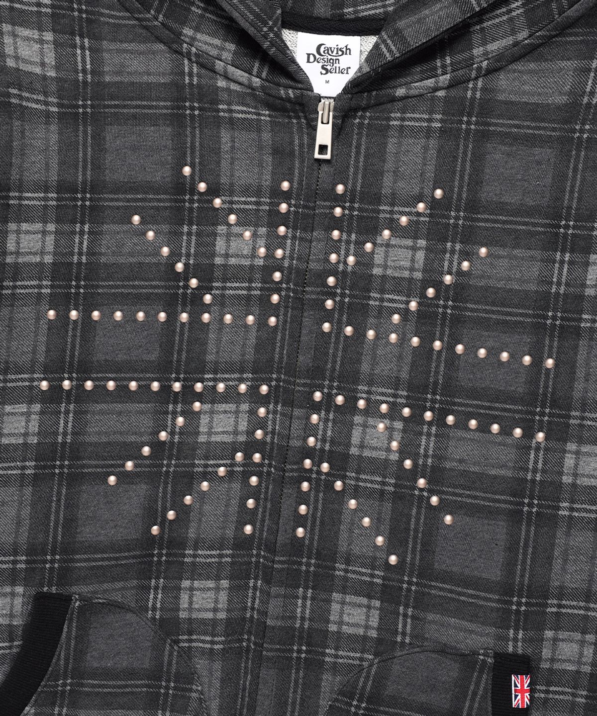 카비시(CAVISH) STUD UNION JACK ZIP UP HOODIE BLACK(CV2FFUM480A)