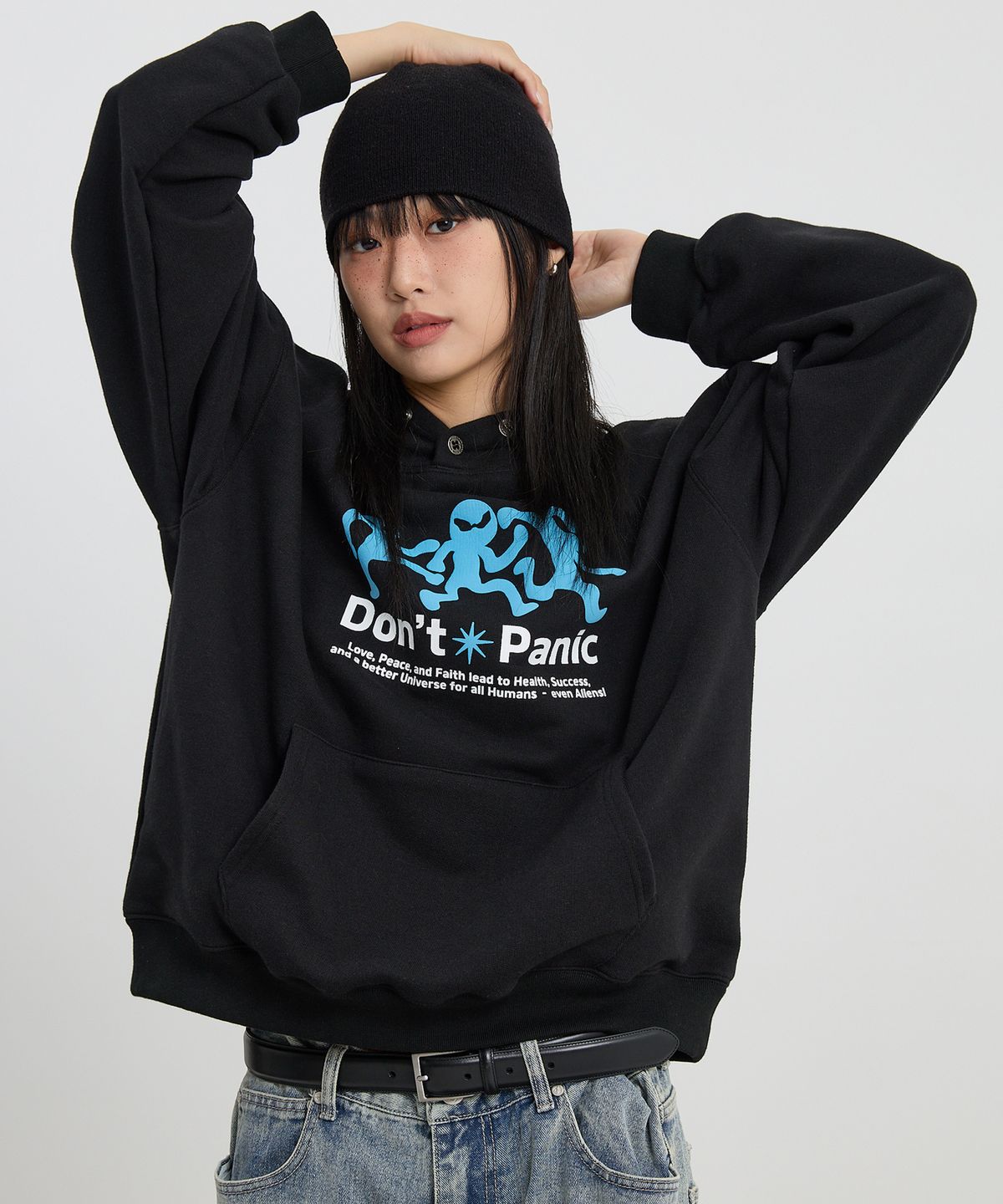 후드후드(HOODHOOD) Three 에일리언 후드 블랙