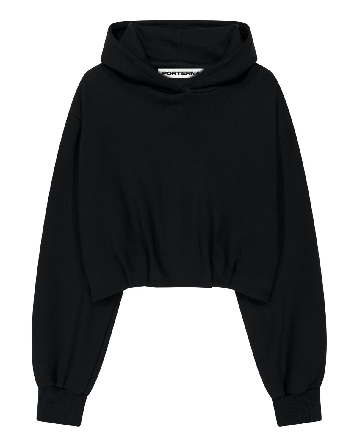 포르테나(PORTERNA) TUCK BALLOON SWEAT HOODIE-BLACK