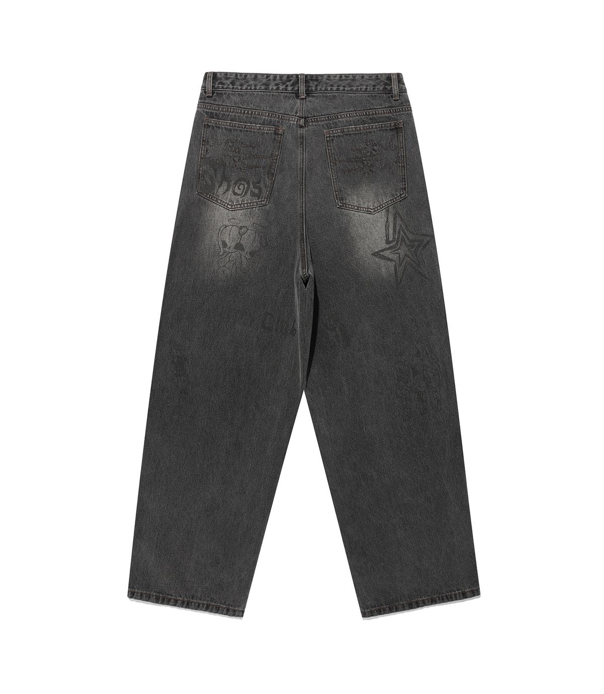 나이스고스트클럽(NICEGHOSTCLUB) DOODLE GRAPHIC WIDE JEANS_GREY(NG2FFUD110A)