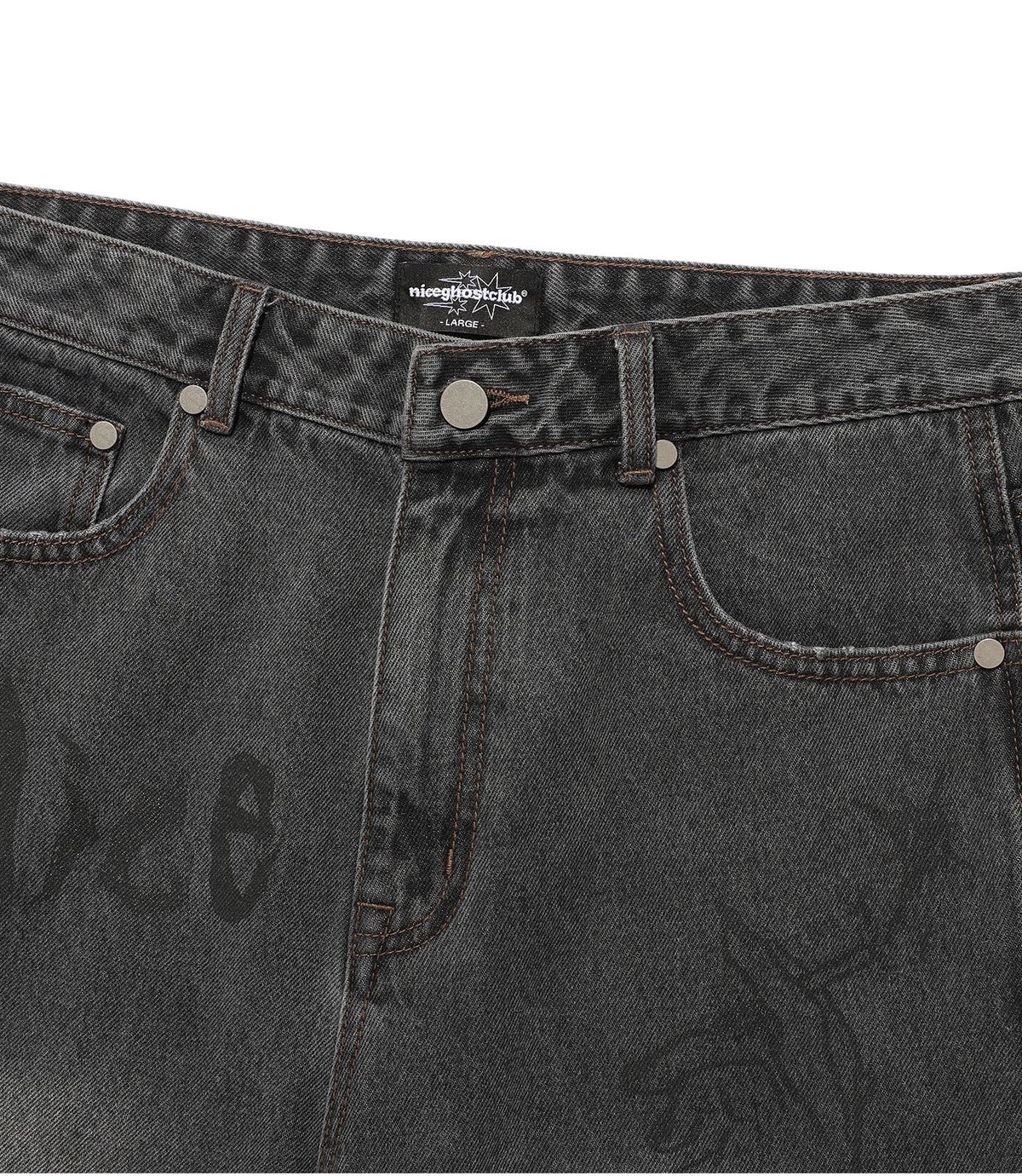 나이스고스트클럽(NICEGHOSTCLUB) DOODLE GRAPHIC WIDE JEANS_GREY(NG2FFUD110A)