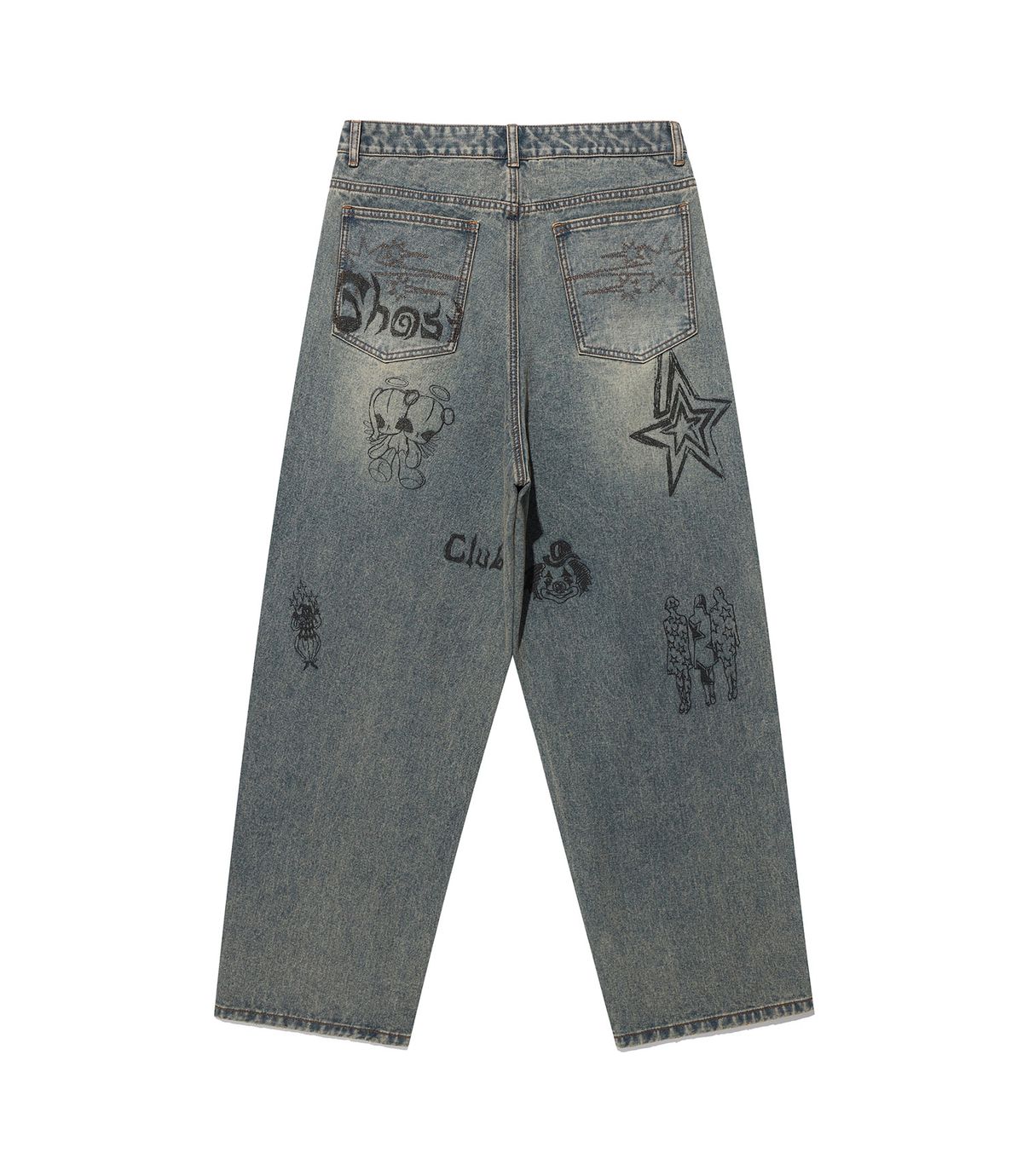 나이스고스트클럽(NICEGHOSTCLUB) DOODLE GRAPHIC WIDE JEANS_BLUE(NG2FFUD110A)
