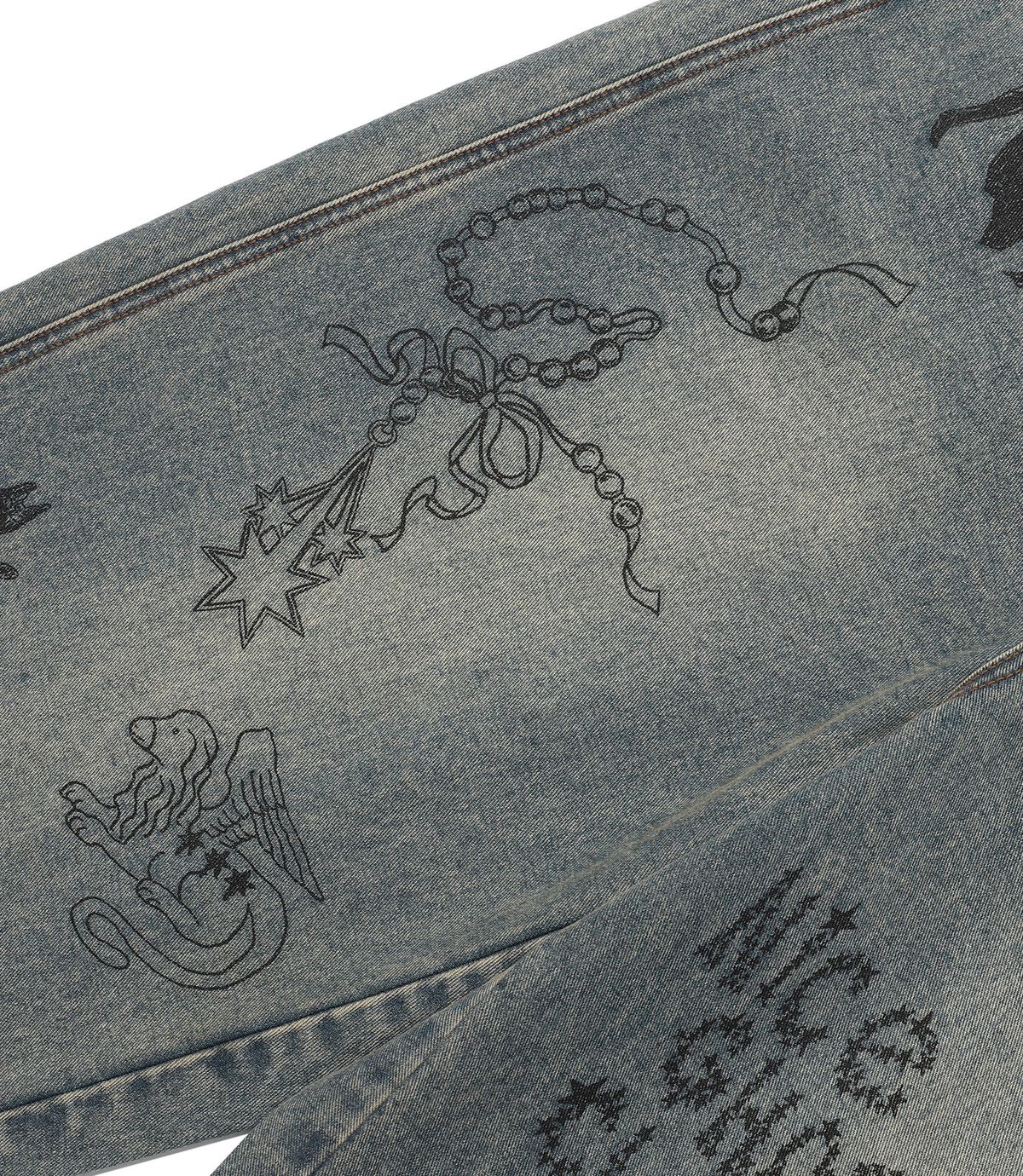 나이스고스트클럽(NICEGHOSTCLUB) DOODLE GRAPHIC WIDE JEANS_BLUE(NG2FFUD110A)
