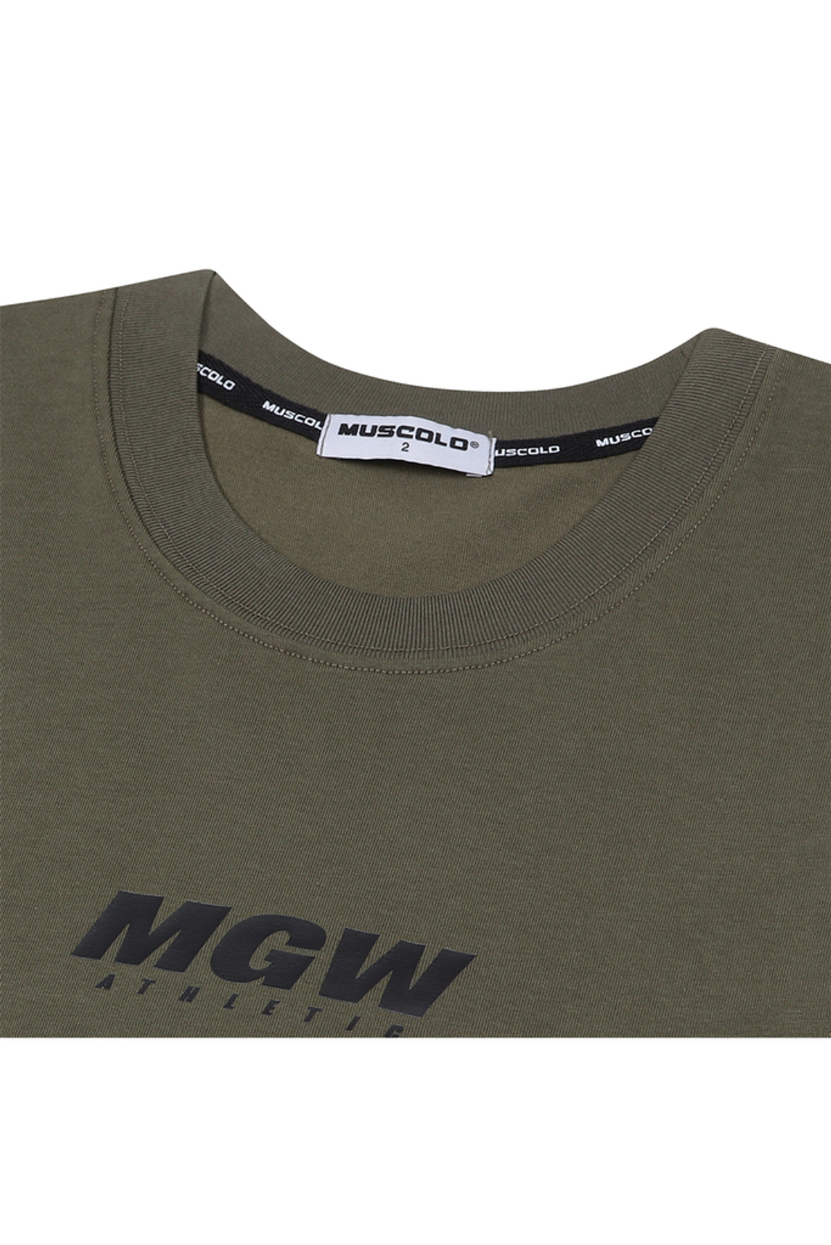 머스콜로(MUSCOLO) [MGW 스몰로고] 딥컷 나시 카키