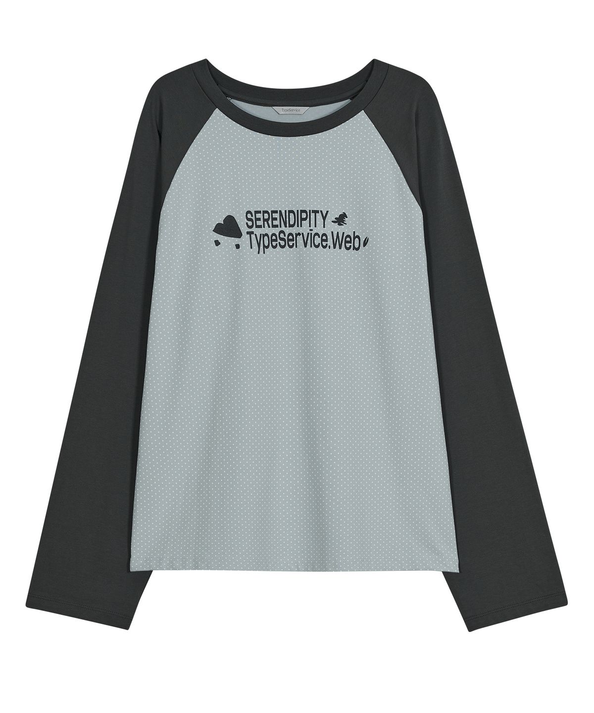 타입서비스(TYPESERVICE) Dotted Raglan Top [Charcoal]