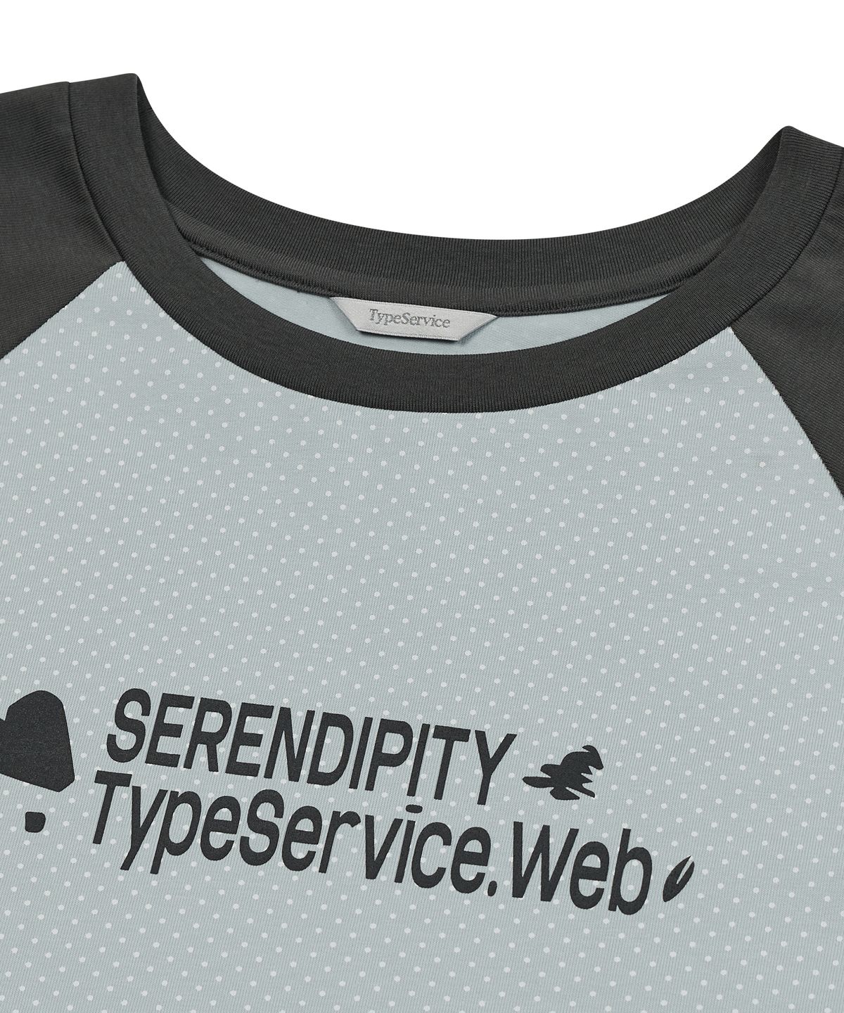 타입서비스(TYPESERVICE) Dotted Raglan Top [Charcoal]