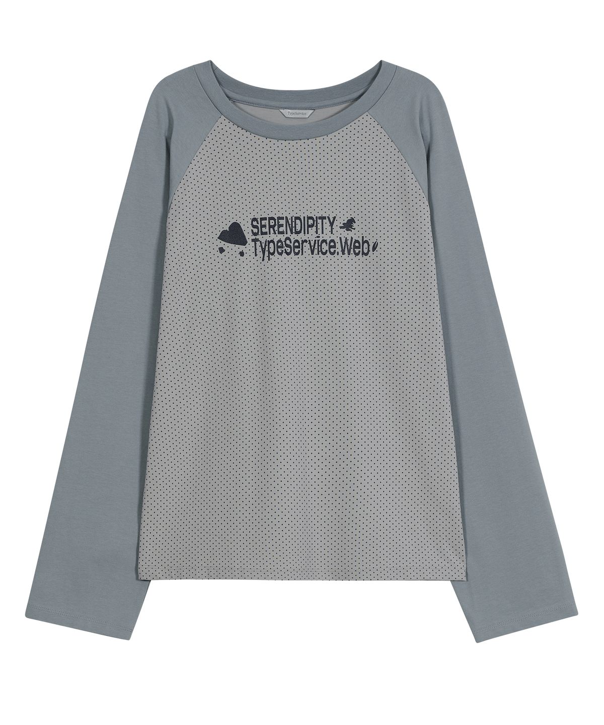 타입서비스(TYPESERVICE) Dotted Raglan Top [Blue]