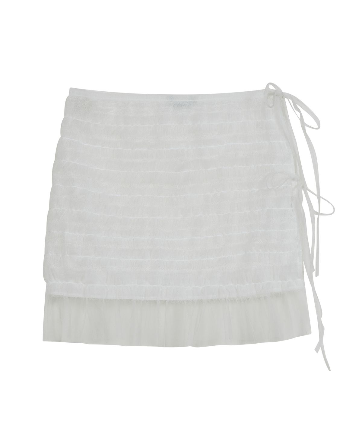 타입서비스(TYPESERVICE) Feathered Mesh Layered Skirt [White]