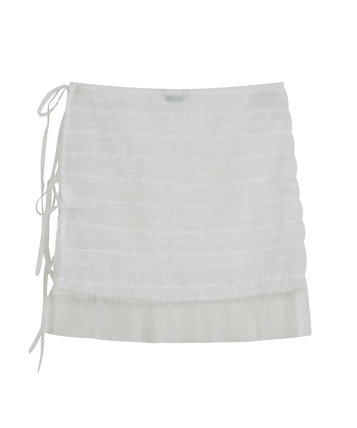 타입서비스(TYPESERVICE) Feathered Mesh Layered Skirt [White]