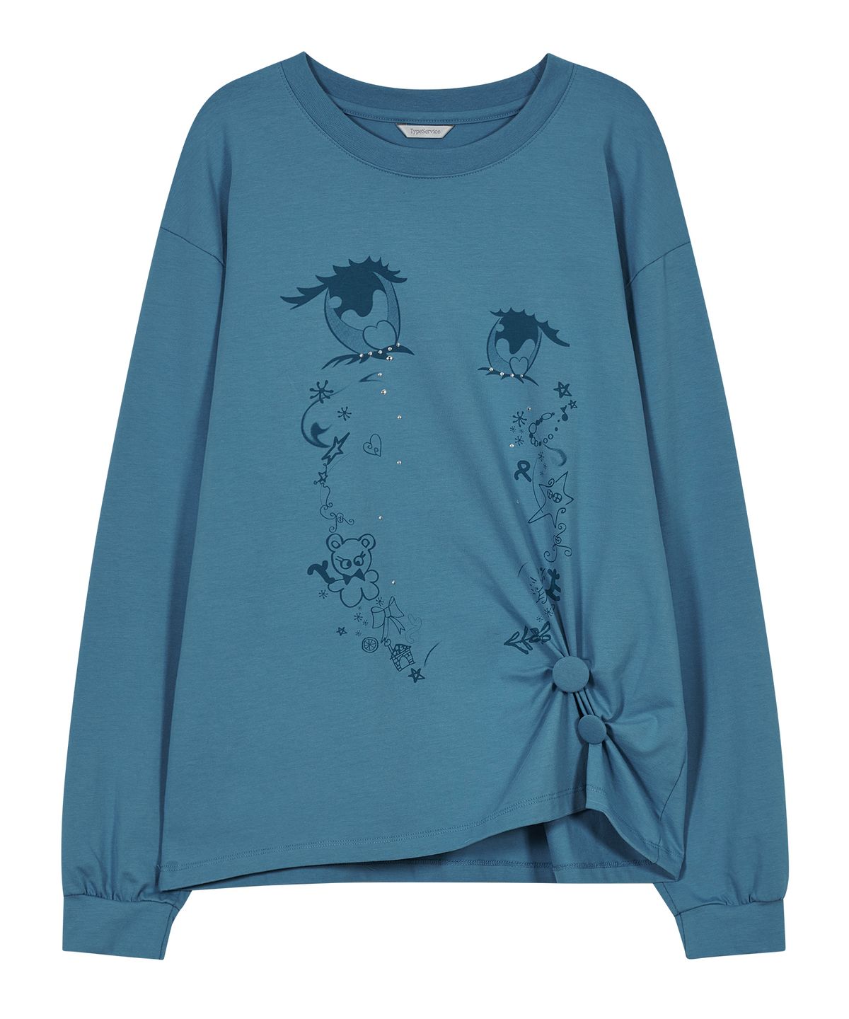 타입서비스(TYPESERVICE) Cry Eyes Ruched Top [Blue]