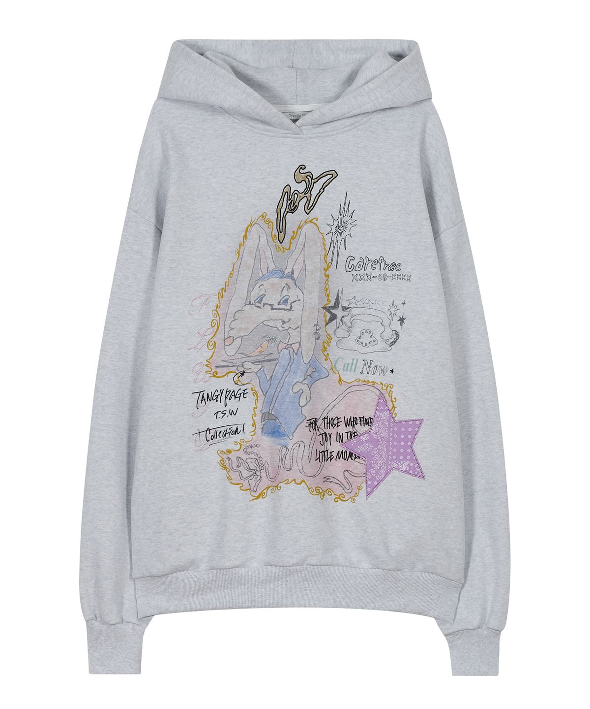 타입서비스(TYPESERVICE) Star Patched Rabbit Hoodie [Gray]