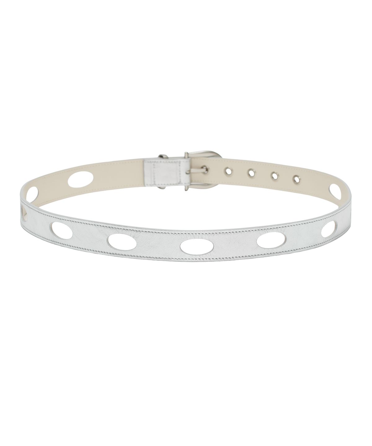 타입서비스(TYPESERVICE) Perforated Leather Belt [Silver]