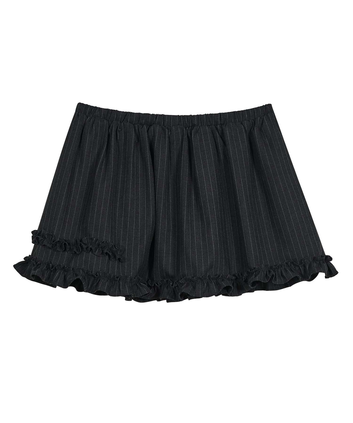 타입서비스(TYPESERVICE) Striped Hem Ruffle Skirt [Charcoal