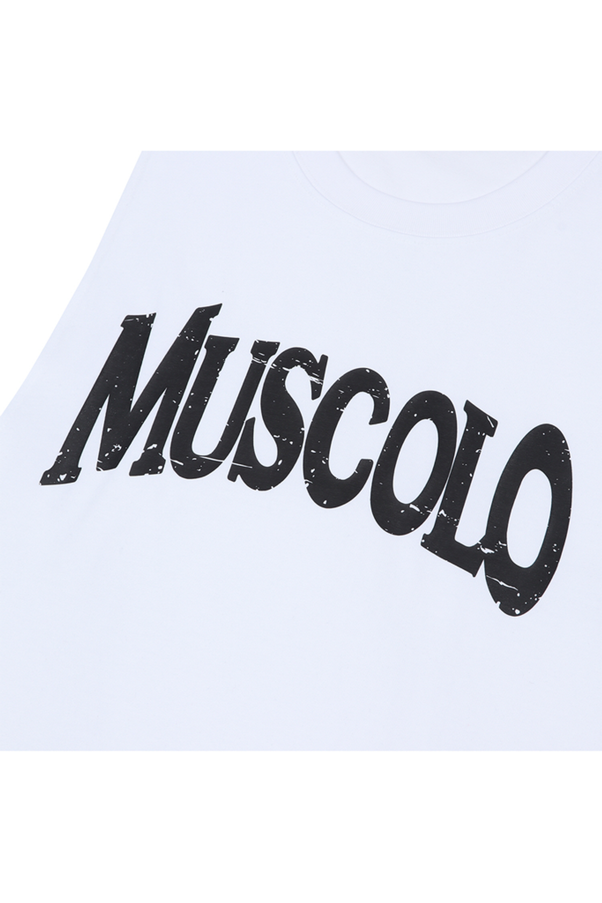 머스콜로(MUSCOLO) [빅로고] 딥컷 나시 화이트 블랙