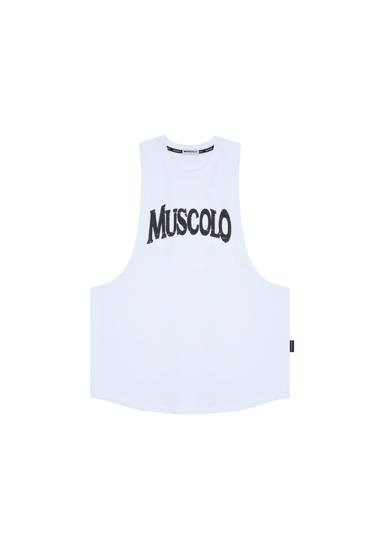 머스콜로(MUSCOLO) [빅로고] 딥컷 나시 화이트 블랙