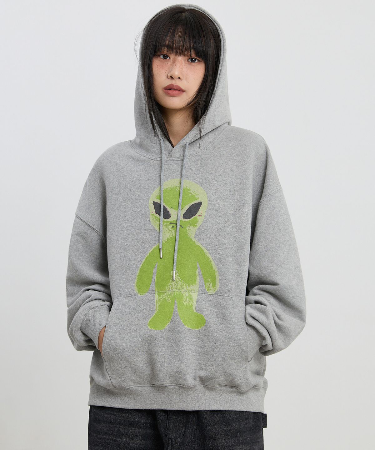 후드후드(HOODHOOD) 에일리언 그래픽 후드 그레이