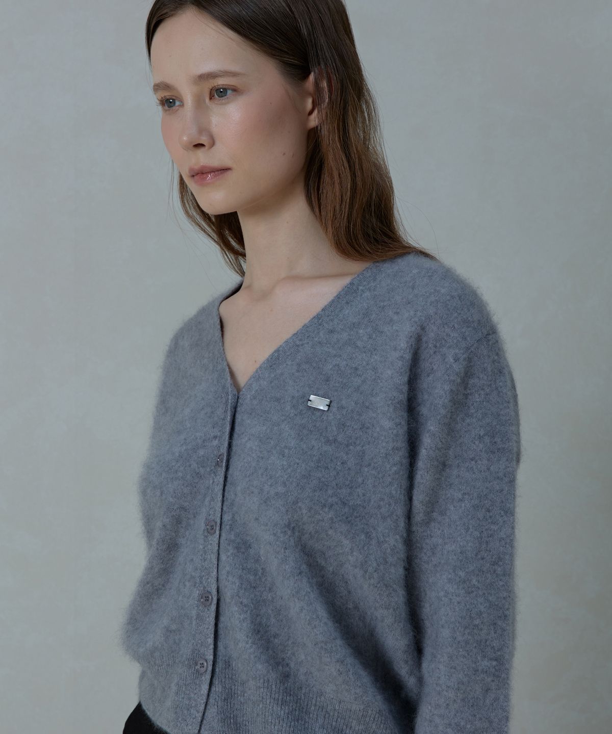 아흐레(AHRE) Noelle Wholegarment Cashmere Wool Cardigan_GREY