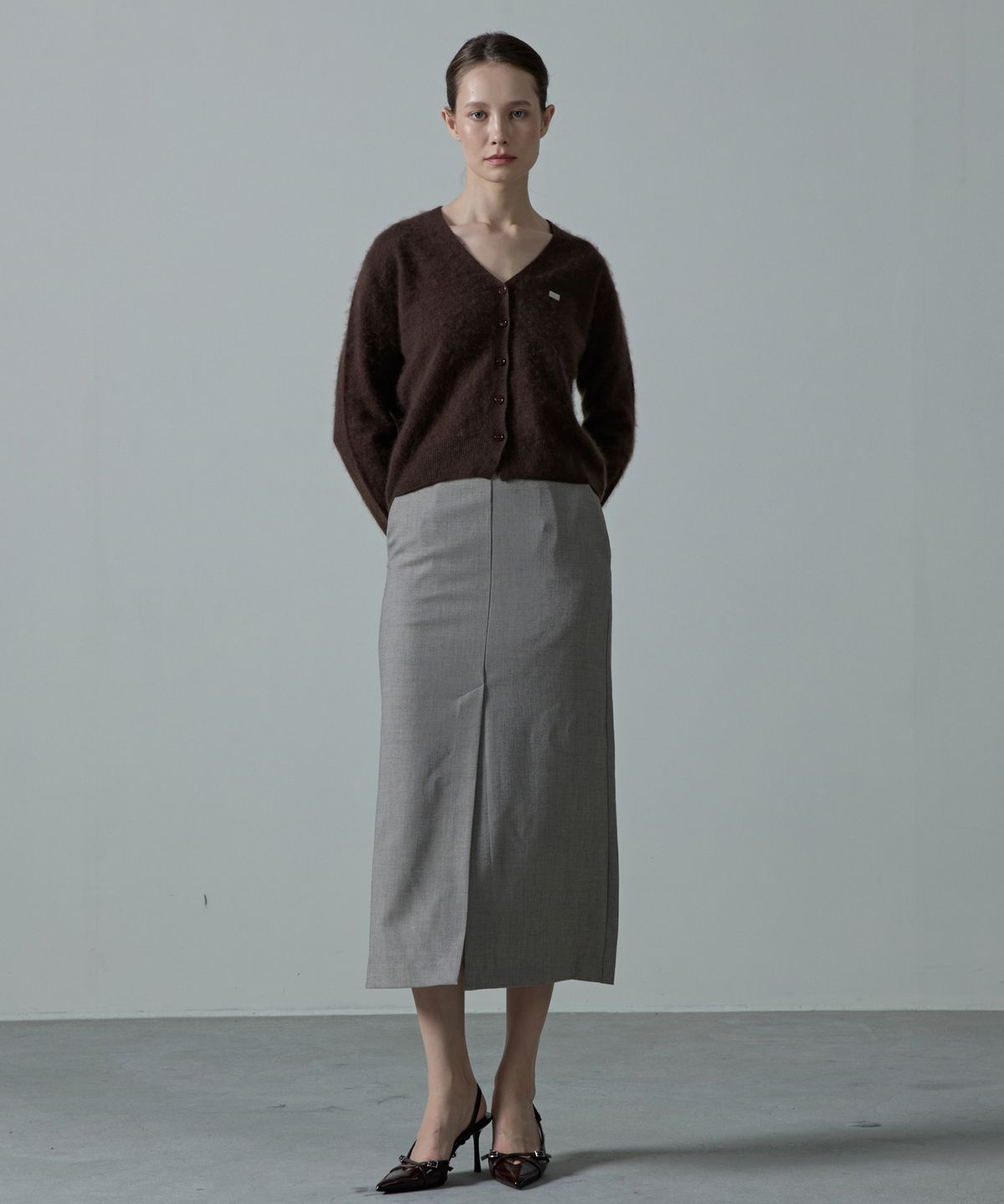 아흐레(AHRE) Noelle Wholegarment Cashmere Wool Cardigan_BROWN