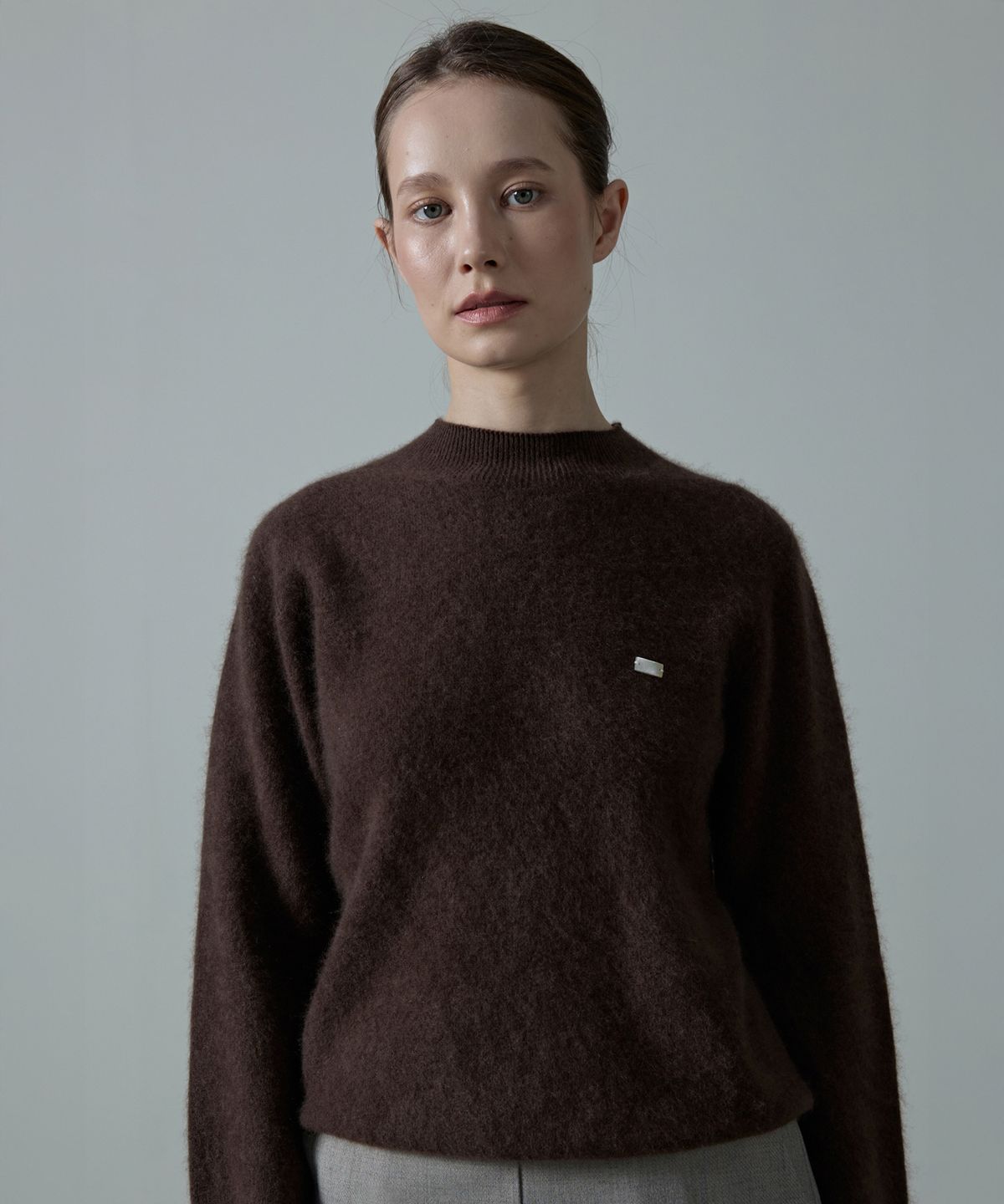 아흐레(AHRE) Noelle Wholegarment Cashmere Wool Half-Neck Knit_BROWN