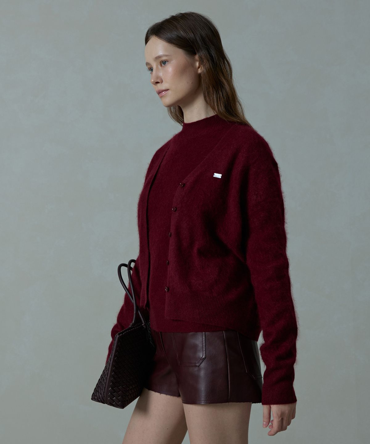 아흐레(AHRE) Noelle Wholegarment Cashmere Wool Half-Neck Knit_WINE