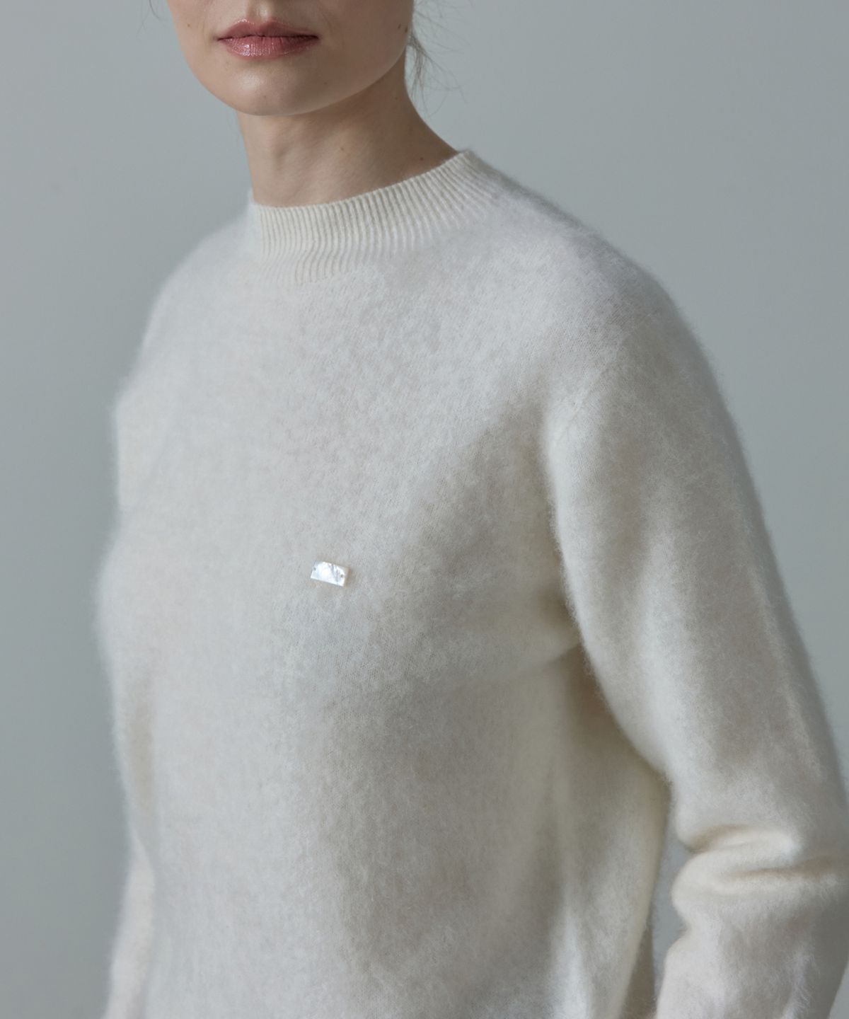 아흐레(AHRE) Noelle Wholegarment Cashmere Wool Half-Neck Knit_WHITE