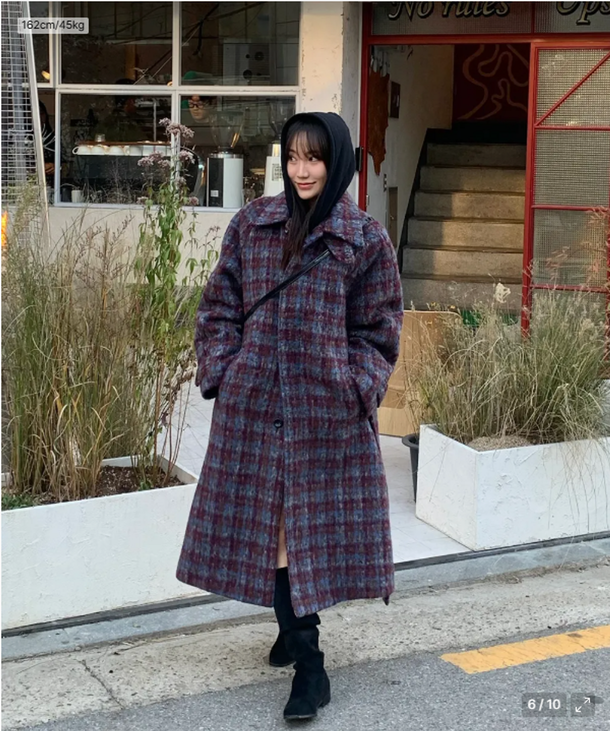 아흐레(AHRE) Dros Wool Check Belted Balmacaan Coat_PURPLE