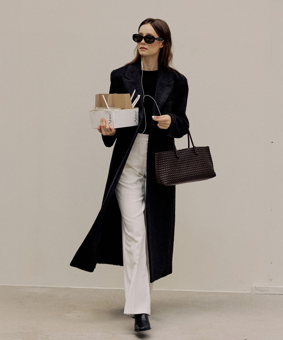 아흐레(AHRE) COVE Wool Hairy Tailored Single Coat_BLACK