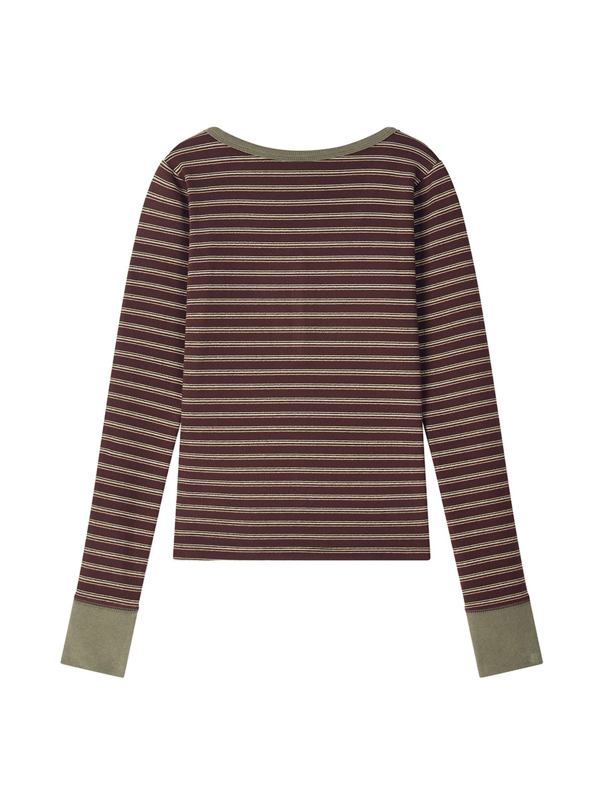 에즈이프 캘리(ASIF CALIE) STRIPE BUTTON T-SHIRT BROWN