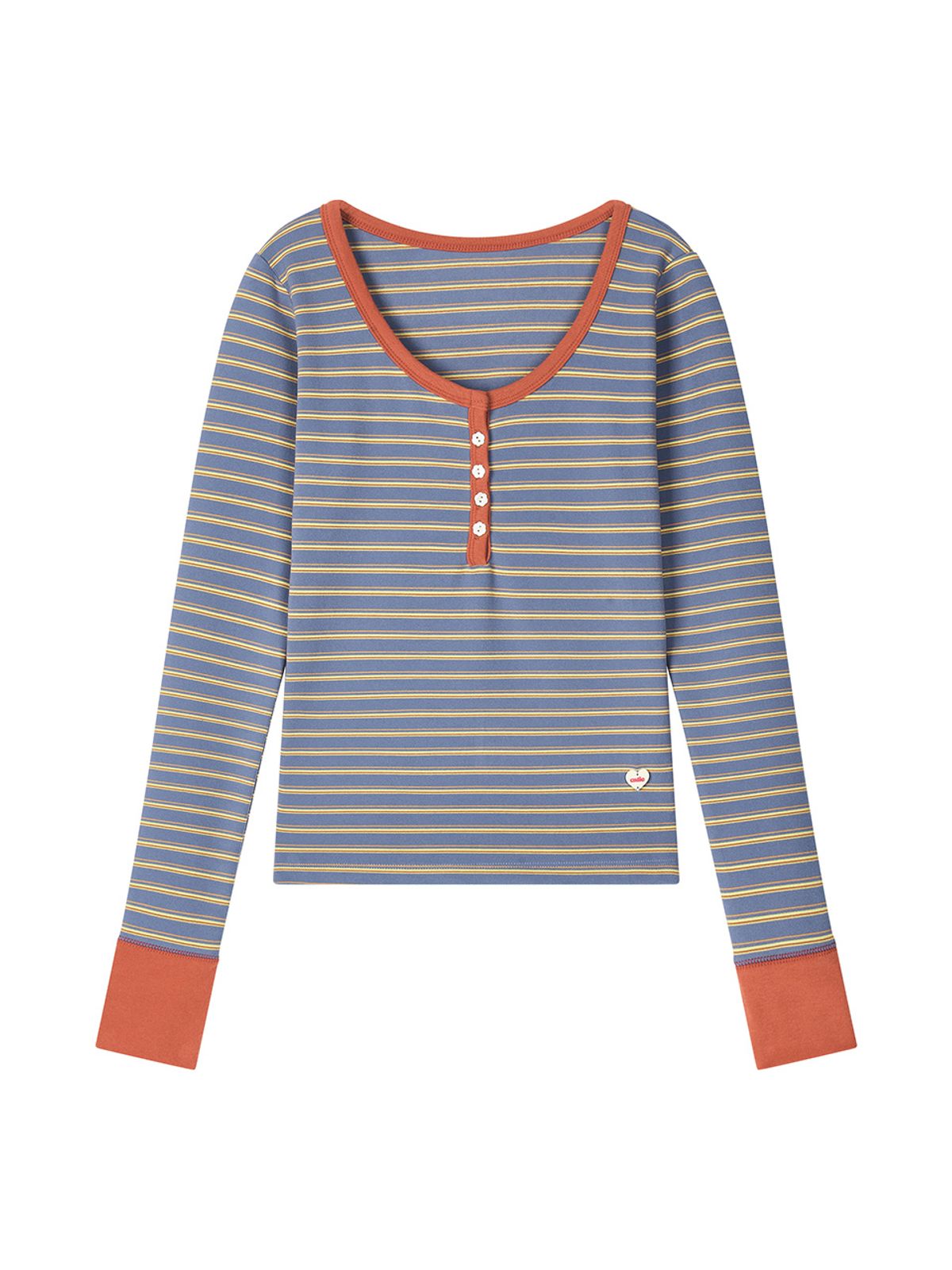 에즈이프 캘리(ASIF CALIE) STRIPE BUTTON T-SHIRT BLUE
