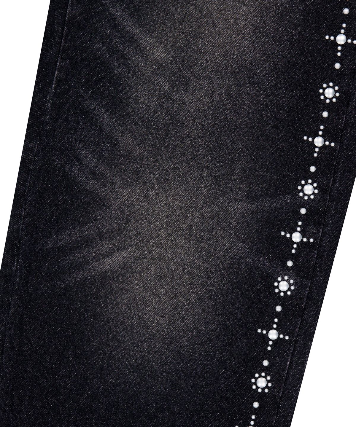 아캄(AAKAM) Side Rhinestone Denim Pants (Black)