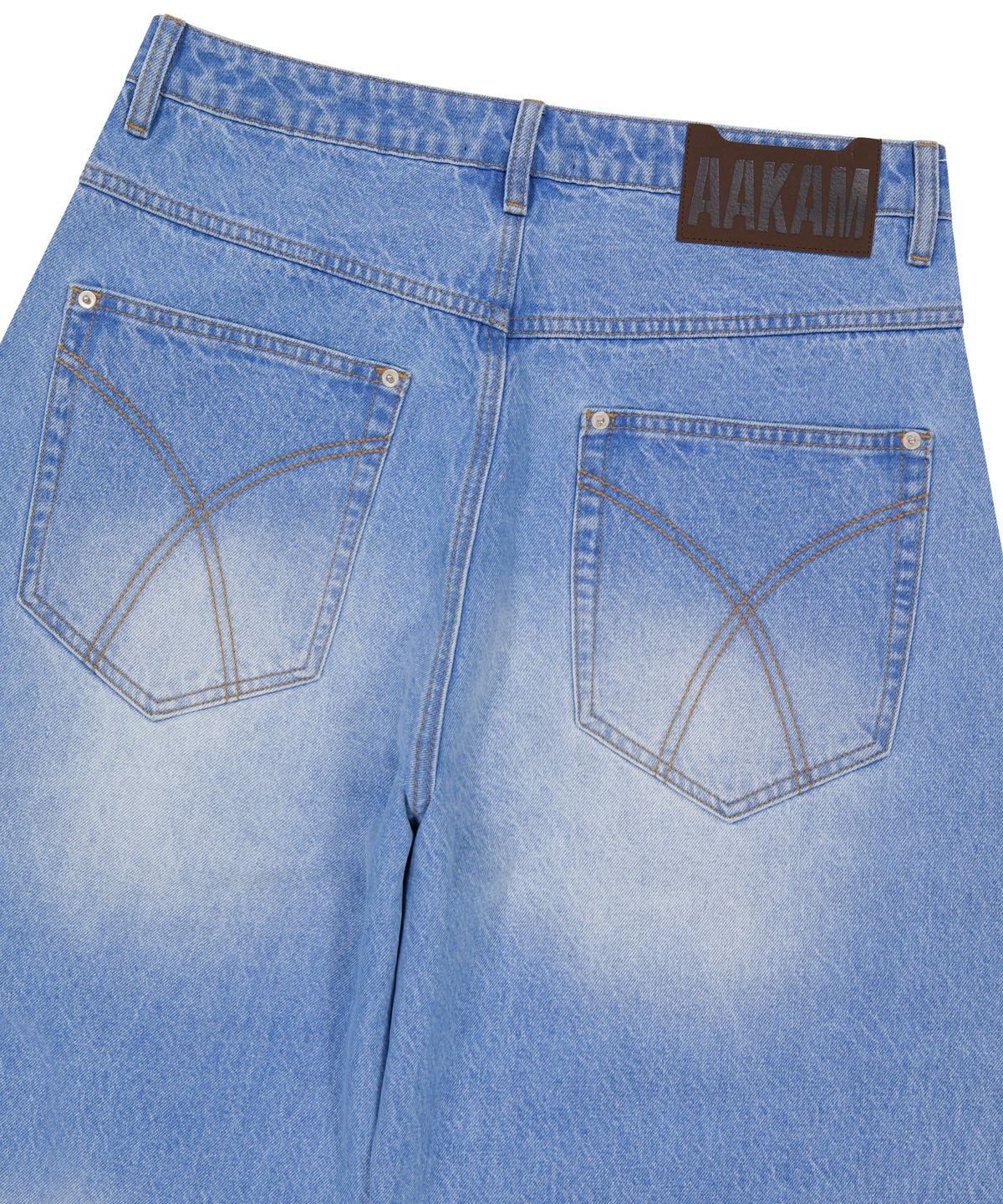 아캄(AAKAM) Side Rhinestone Denim Pants (Blue)