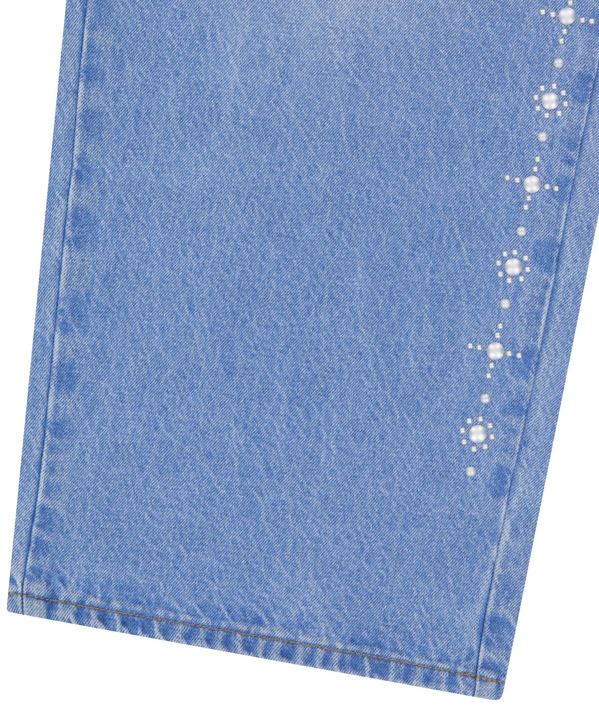아캄(AAKAM) Side Rhinestone Denim Pants (Blue)