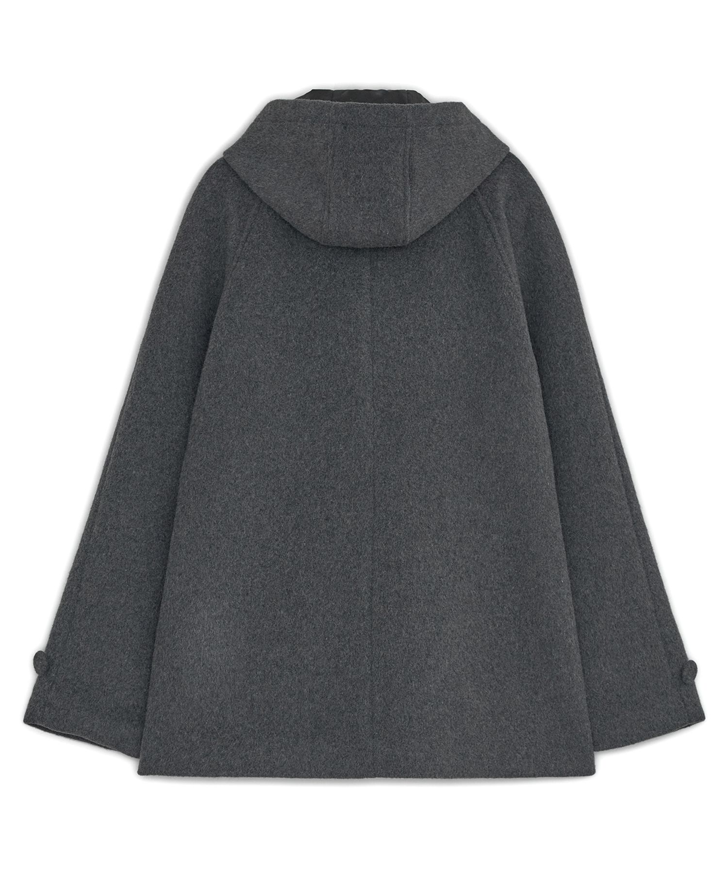 MUSINSA公式 | HUG YOUR SKIN フード付きハーフコート（チャコール）