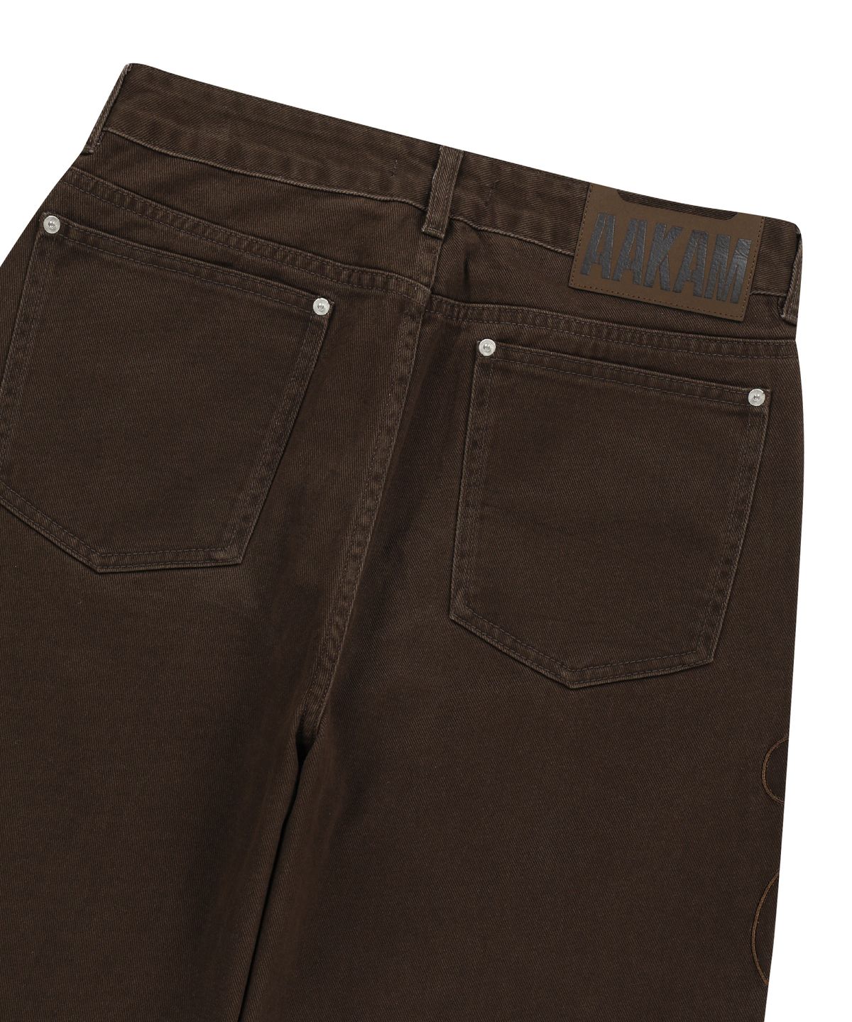 아캄(AAKAM) Needlework Wave Cotton Pants (Brown)