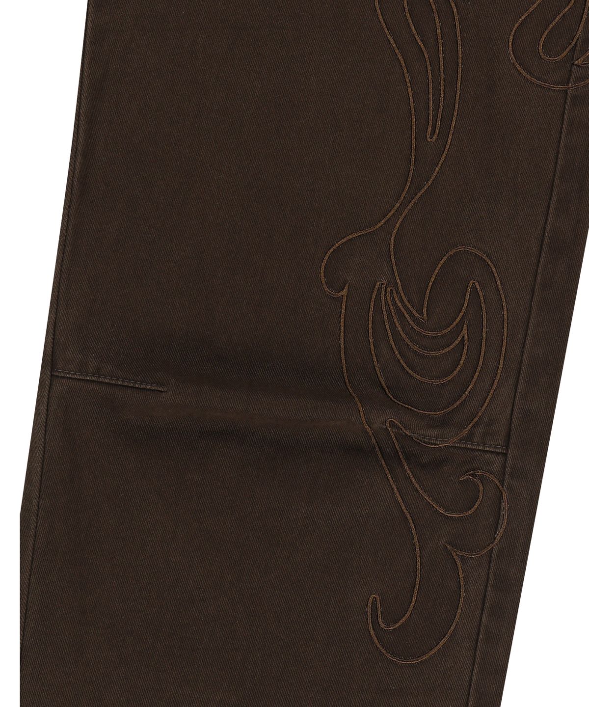 아캄(AAKAM) Needlework Wave Cotton Pants (Brown)
