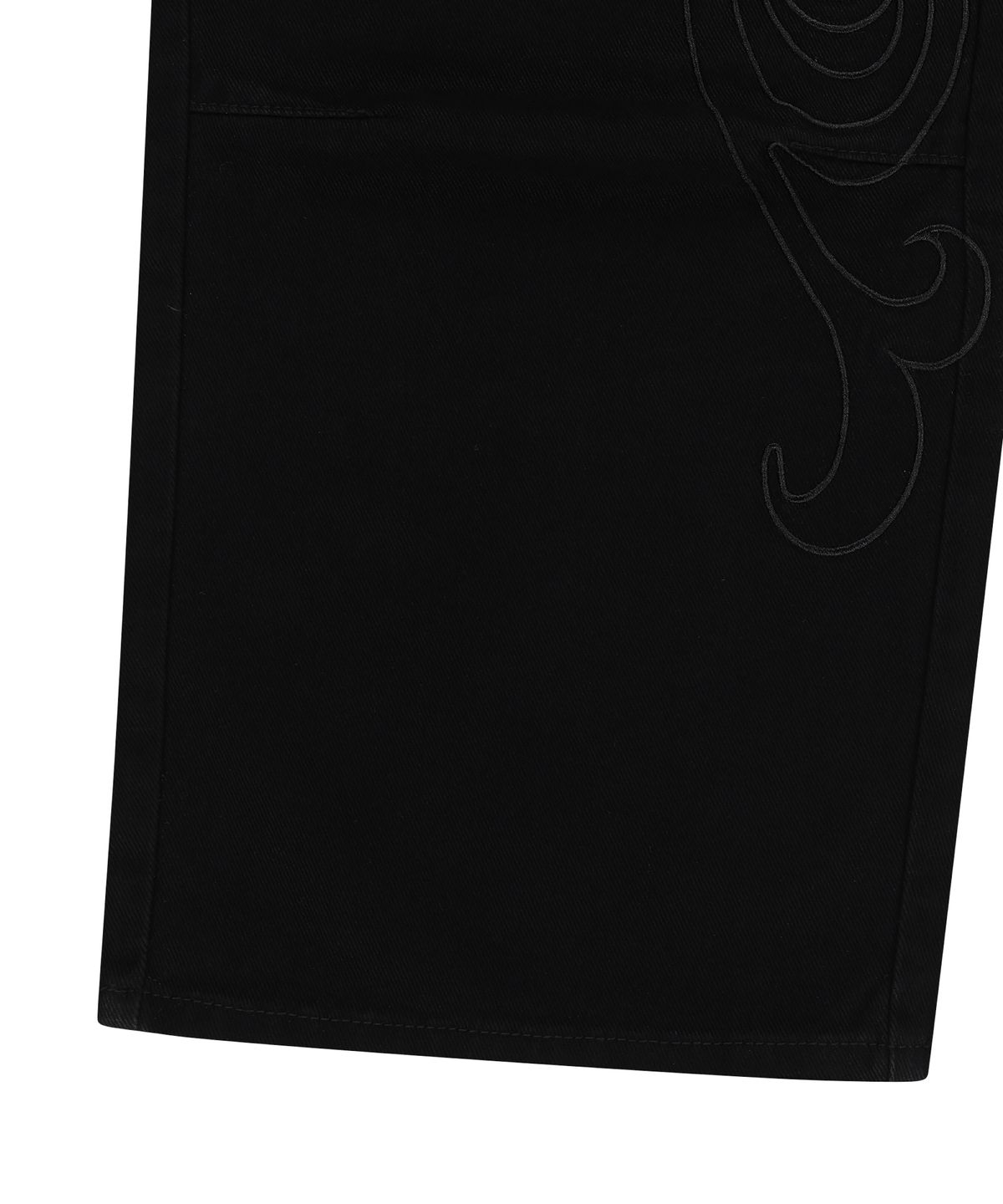 아캄(AAKAM) Needlework Wave Cotton Pants (Black)