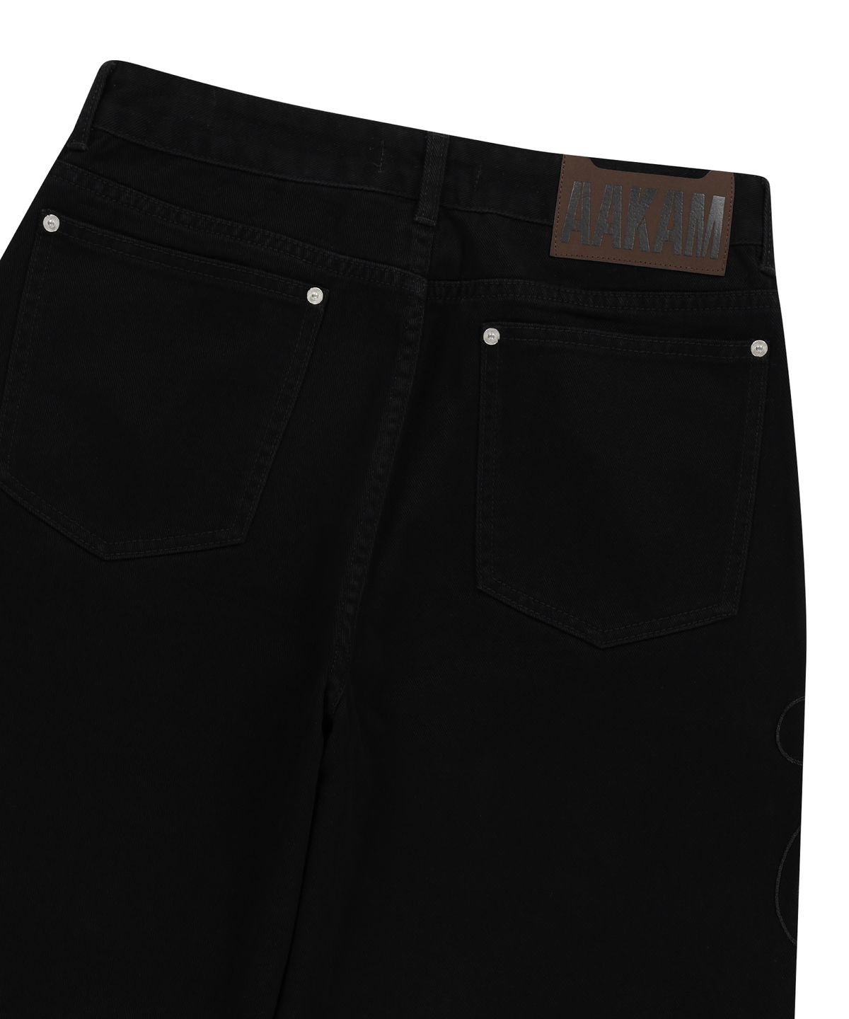 아캄(AAKAM) Needlework Wave Cotton Pants (Black)