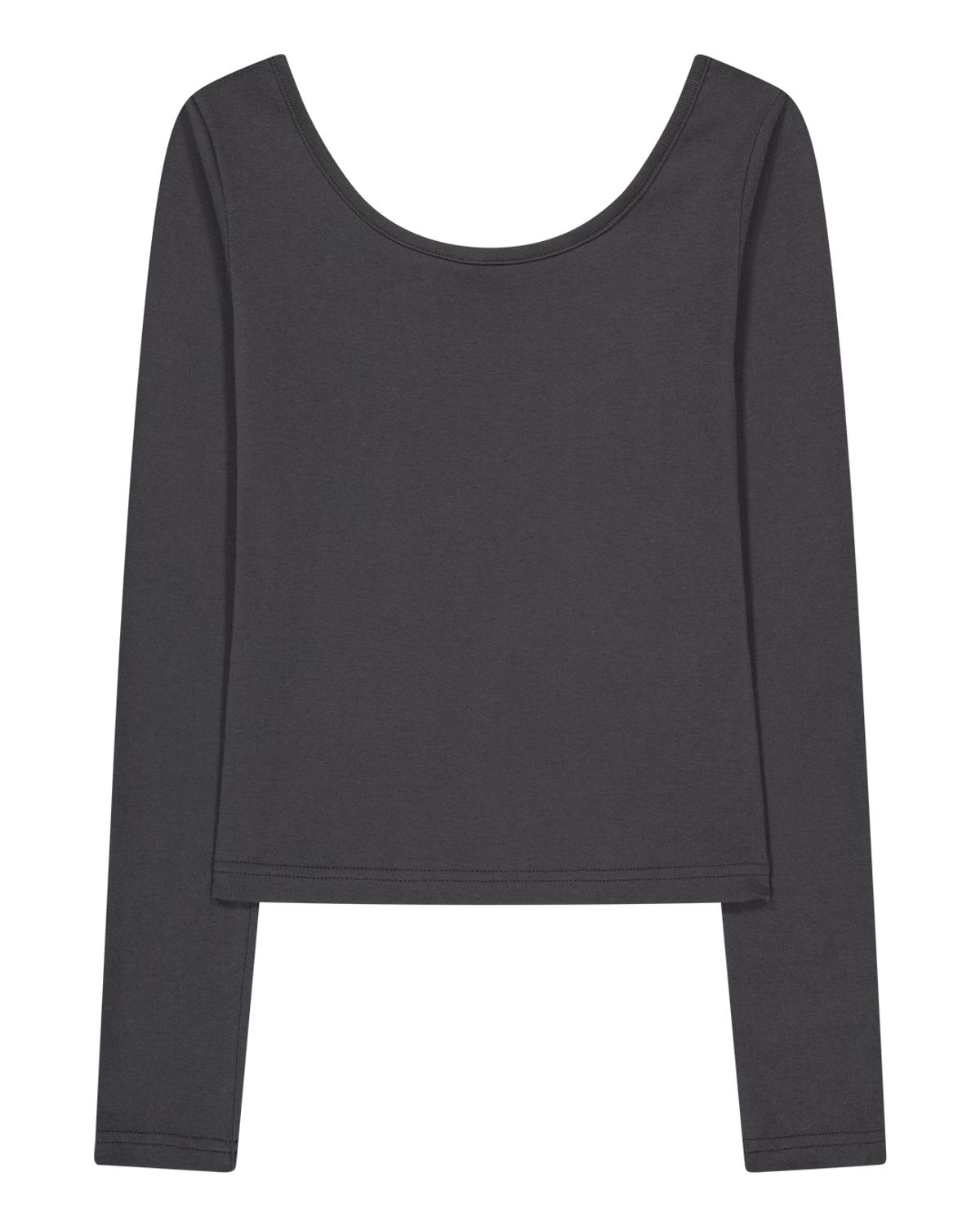 포르테나(PORTERNA) GRAPHIC U-NECK LONG SLEEVE T-SHIRT-CHARCOAL