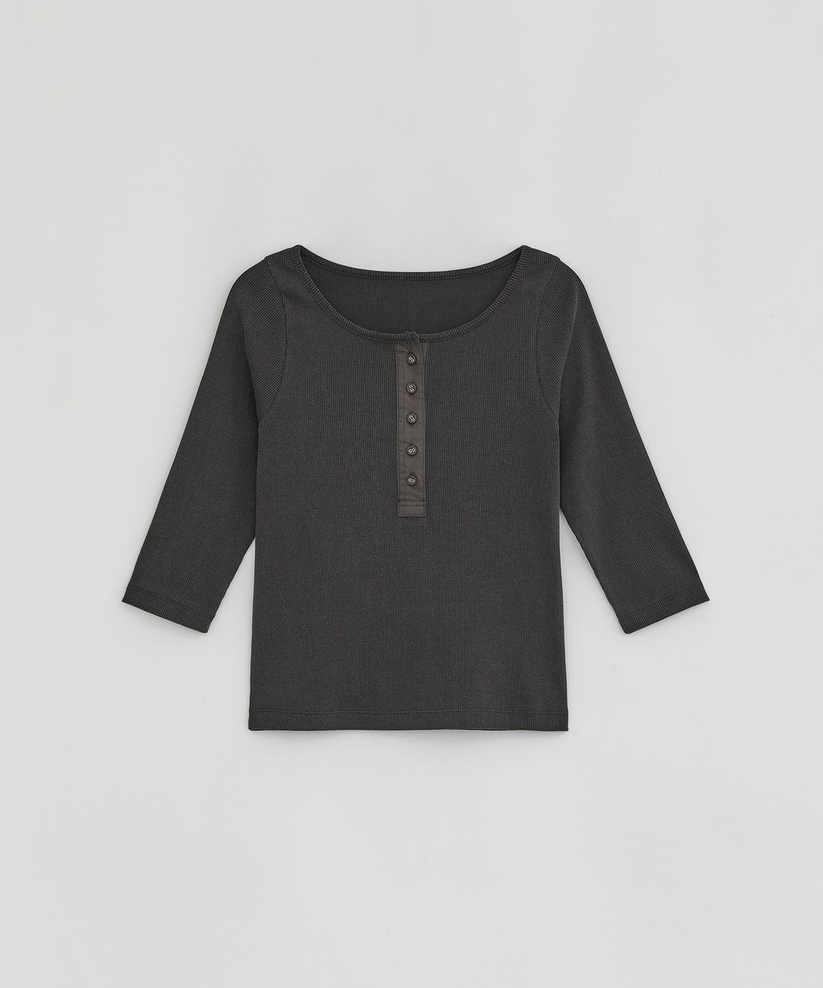 로우타이드(LOW TIDE) HENLEY NECK TOP [CHARCOAL]