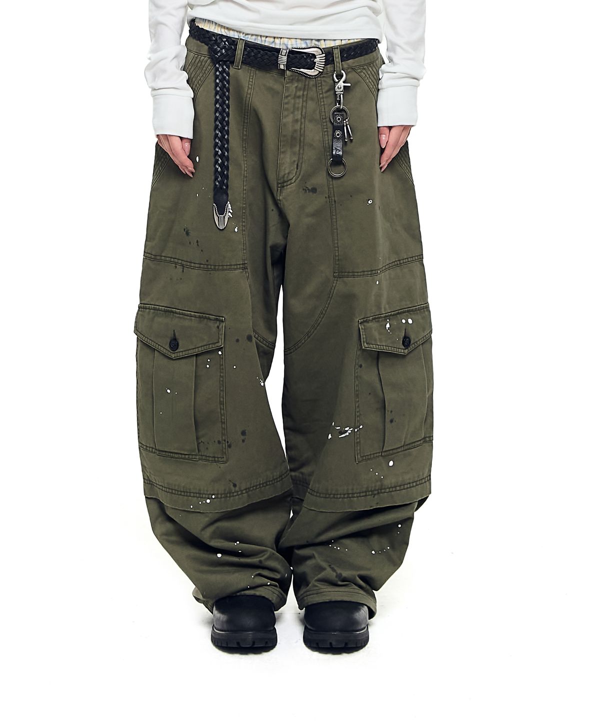 아캄(AAKAM) Painted Military Cargo Pants (Khaki)