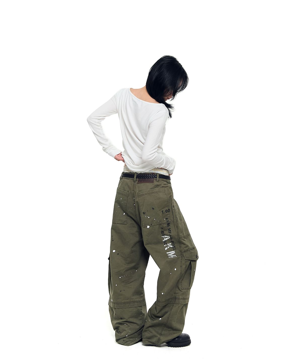 아캄(AAKAM) Painted Military Cargo Pants (Khaki)