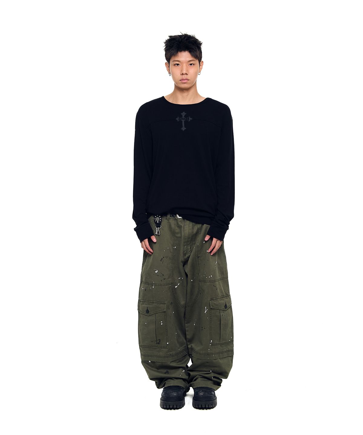 아캄(AAKAM) Painted Military Cargo Pants (Khaki)