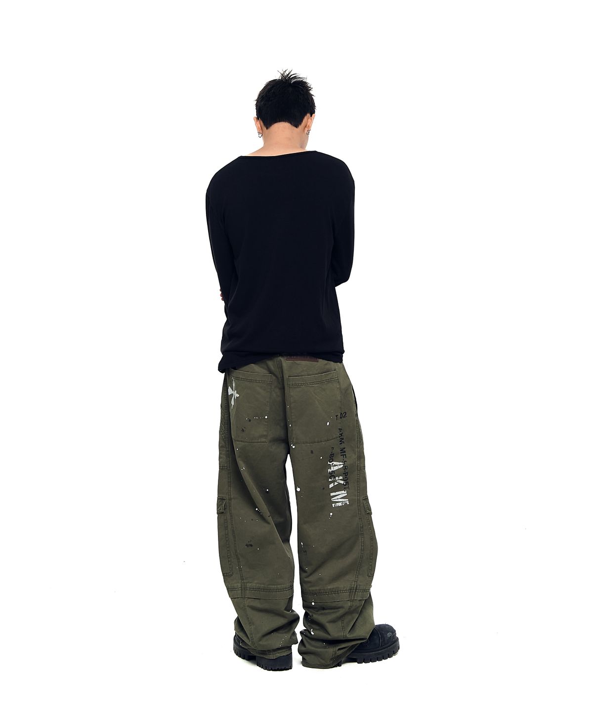 아캄(AAKAM) Painted Military Cargo Pants (Khaki)