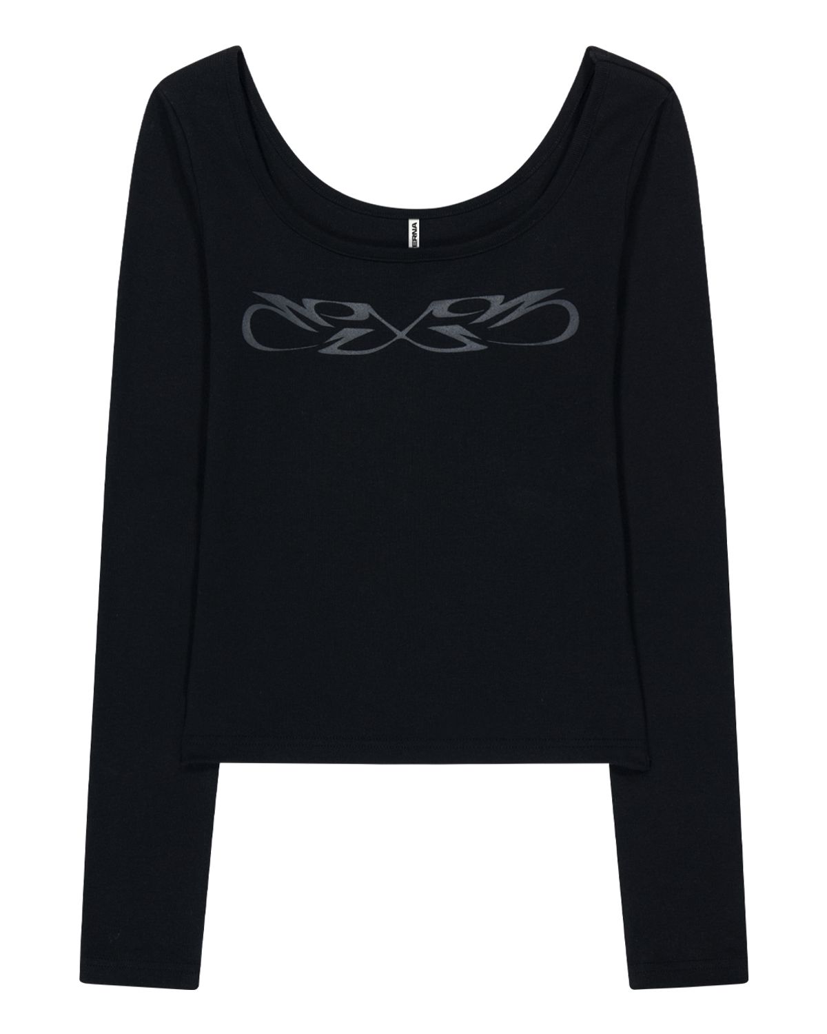 포르테나(PORTERNA) GRAPHIC U-NECK LONG SLEEVE T-SHIRT-BLACK