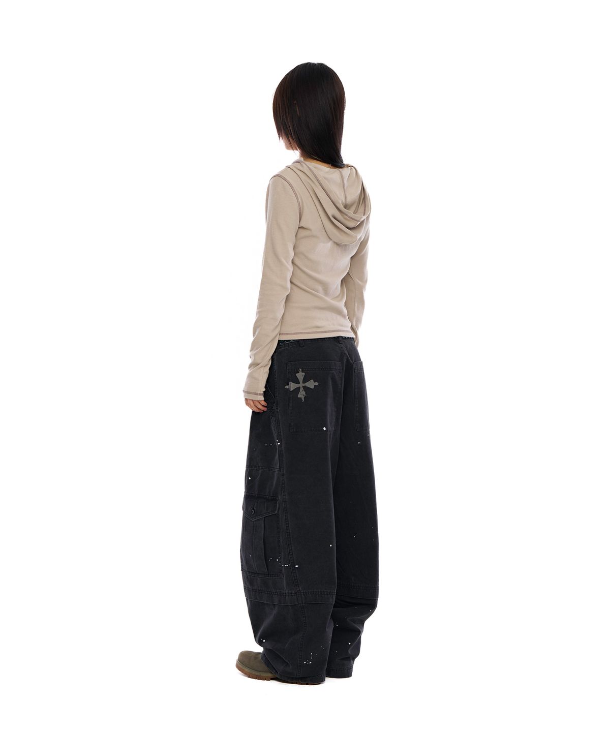 아캄(AAKAM) Painted Military Cargo Pants (Black)