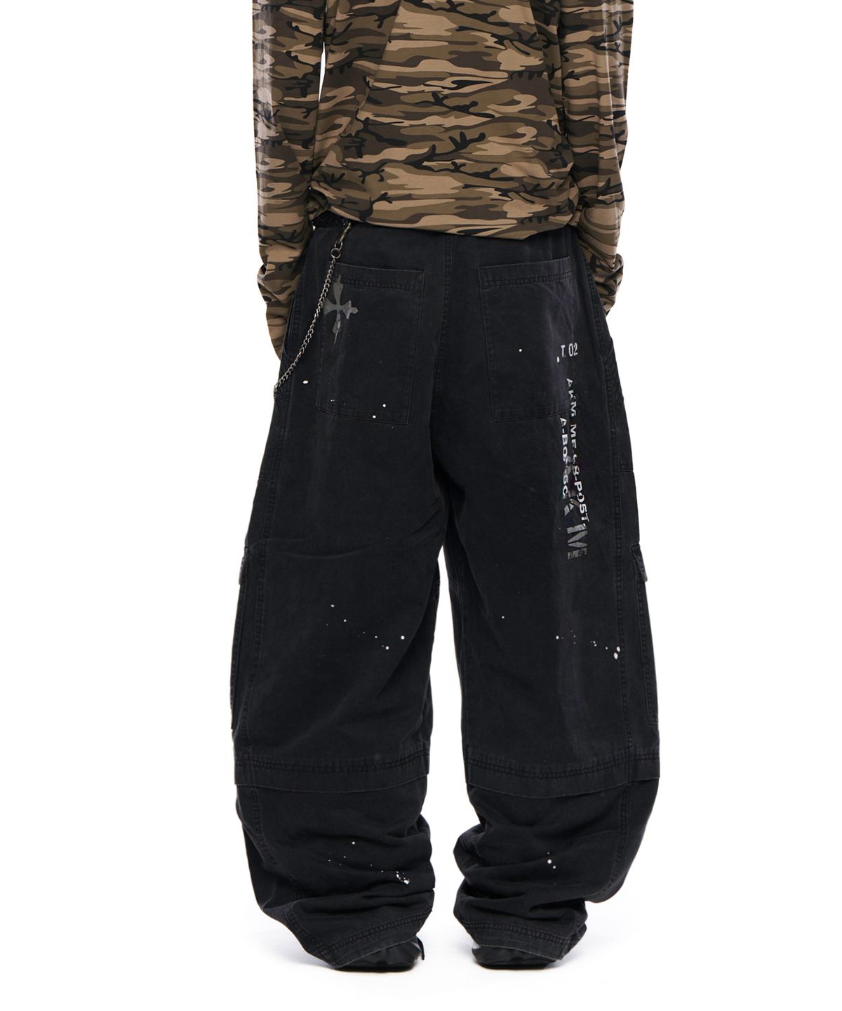 아캄(AAKAM) Painted Military Cargo Pants (Black)