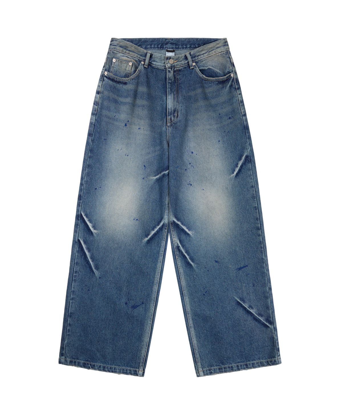 아캄(AAKAM) Paint Washed Denim Pants (Blue)
