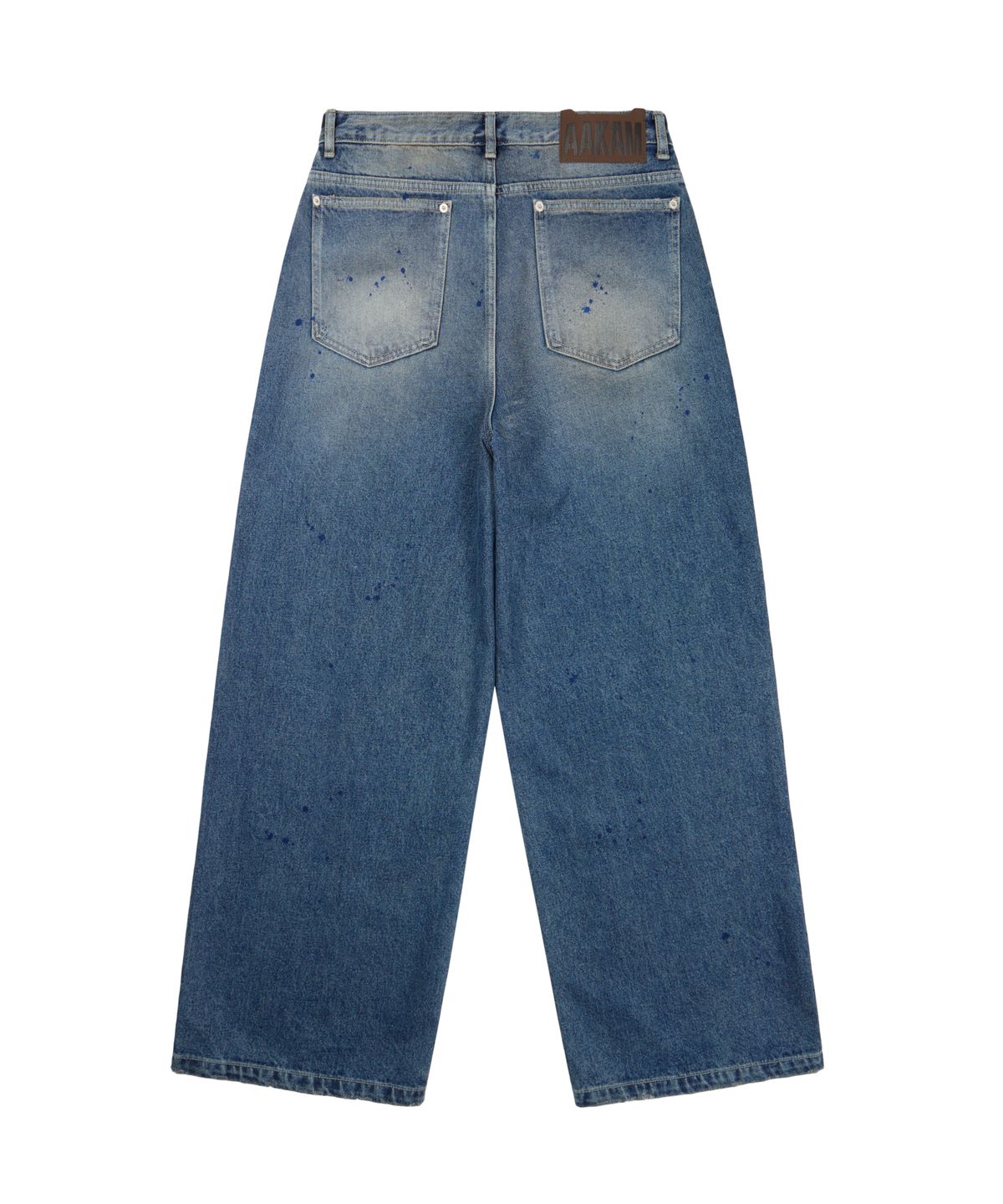 아캄(AAKAM) Paint Washed Denim Pants (Blue)
