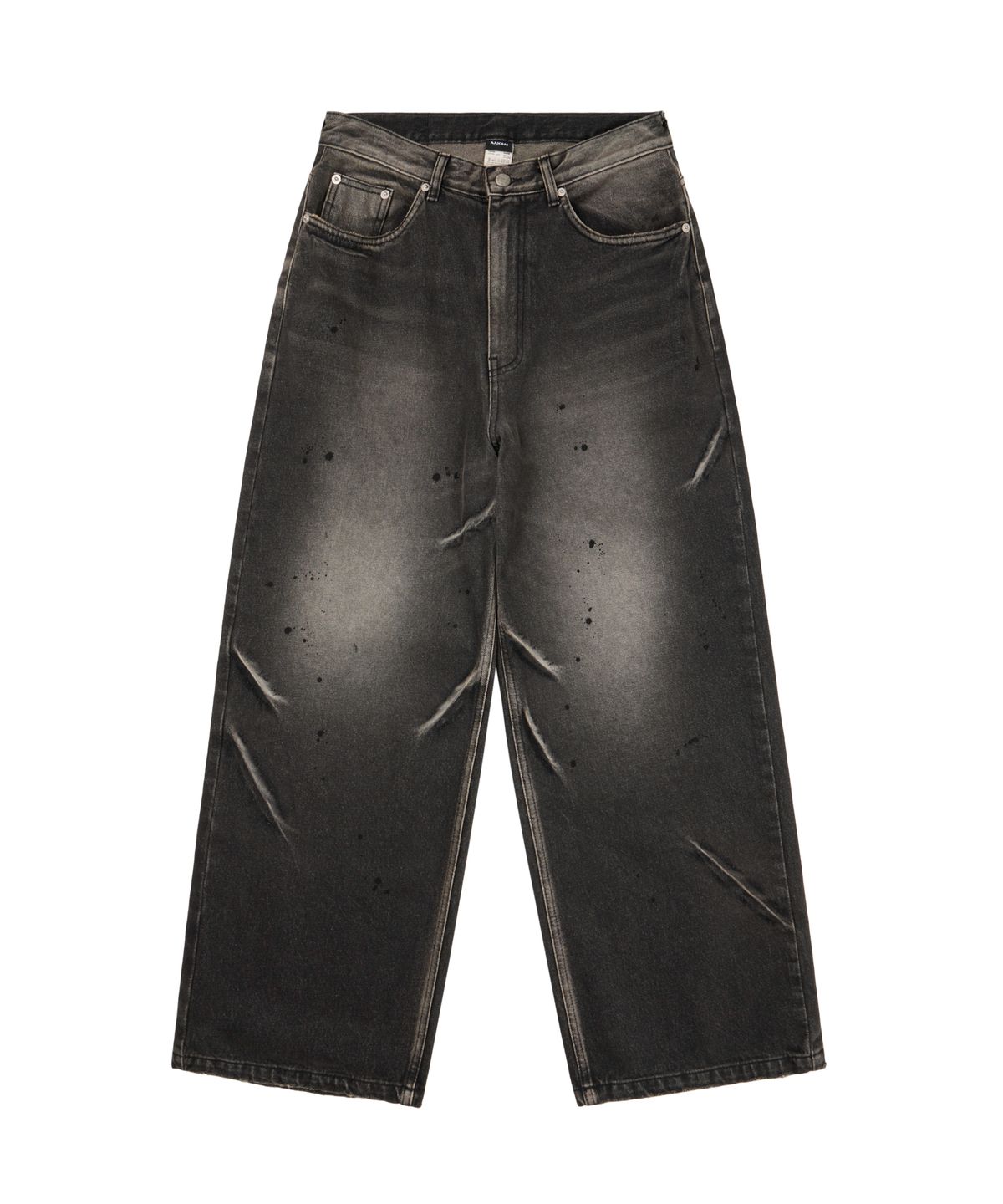 아캄(AAKAM) Paint Washed Denim Pants (Black)