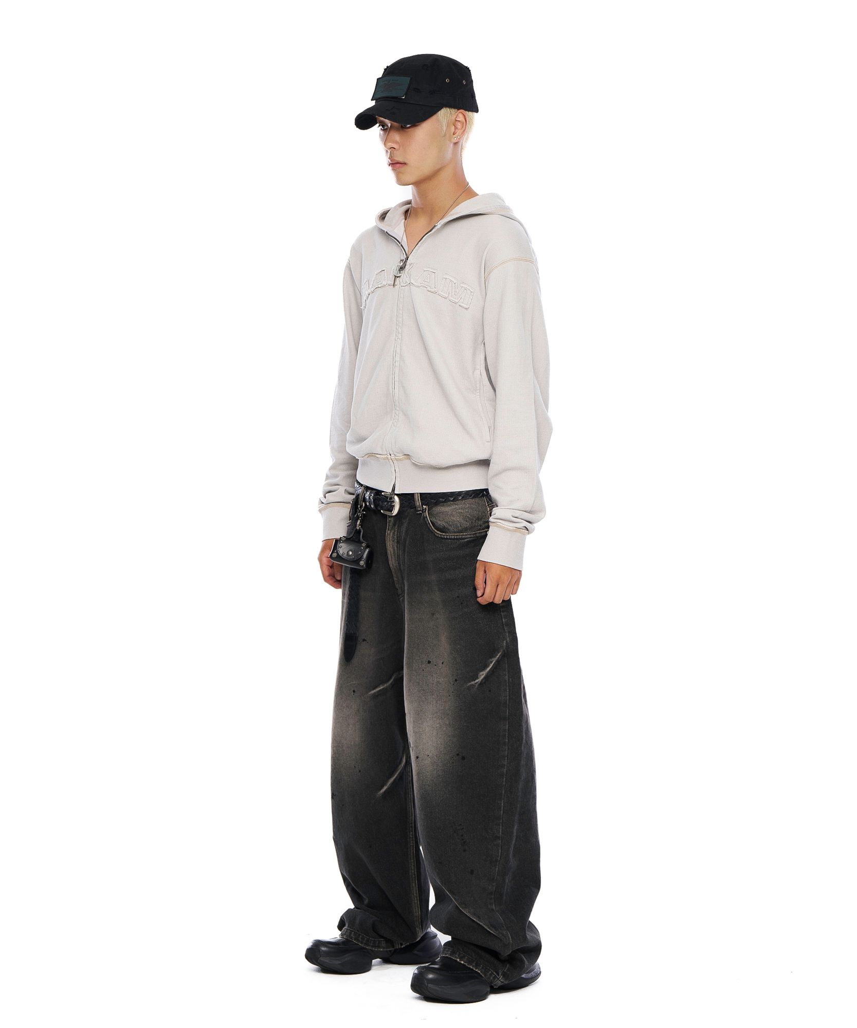 MUSINSA | AAKAM Paint Washed Denim Pants (Black)